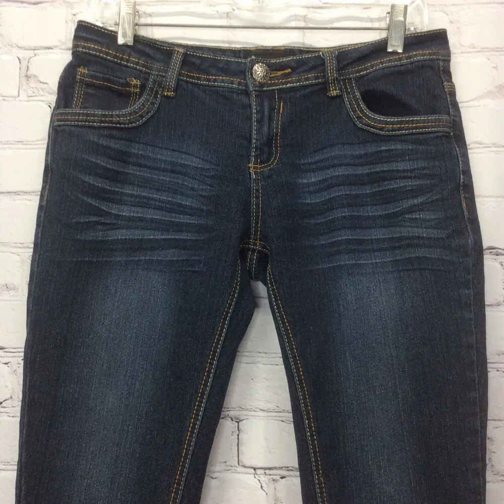 Eighty Eight Blue Jean Capri Women’s Sz 9 Cropped Cuffed Hem Mid Rise Dark Wash